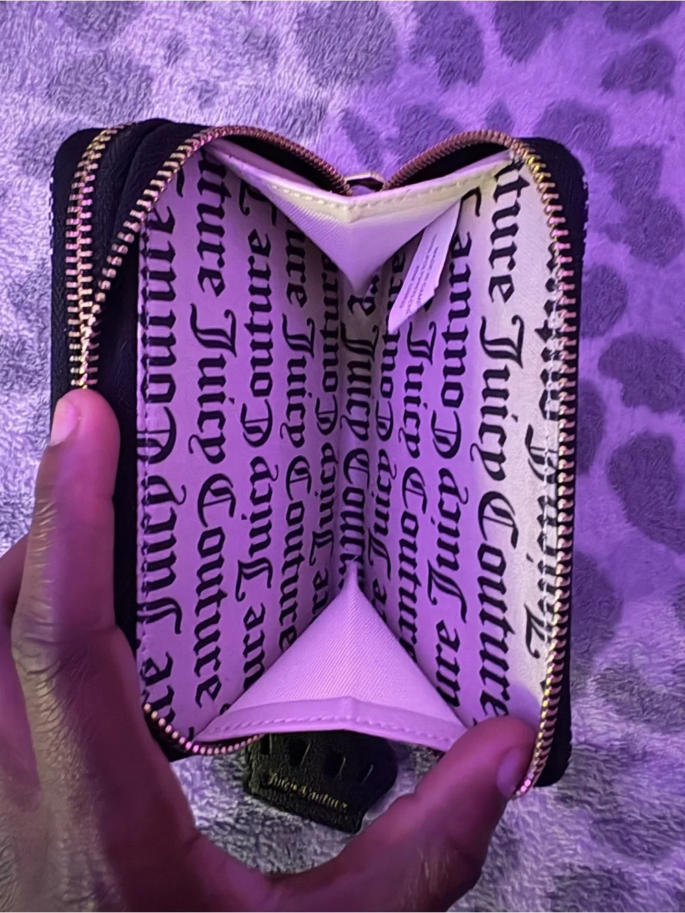 Juicy Couture Black and Gold Logo Zip Wallet